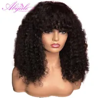 Abijale Curly Wave Wig No Lace Front Human Hair Wigs Full Made Made For Black Women 150% Remy225V