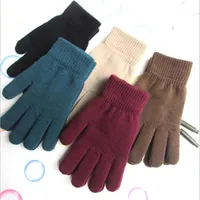 Solid Color warm Knitted Finger Gloves Candy Colors mens women Knitted Gloves Full Finger Stretch Mittens adult bike cycling warm glove300k