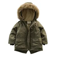 New Baby Boys Winter Jacket Wool Collar Fashion Children Coats Kids Hooded Warm Outerwear Plush Thicke Cotton Clothes 3-12 Years LJ2012291b