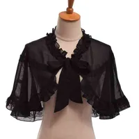 Scarves Lolita Girls JSK Dress Black Mini Cape for Summer Short Chiffon Cape T220919