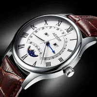 WristWatches Aesop Luksusowa najlepsza marka kwarcowa Mężczyzna Zegar Księżyc Faza Sapphire Crystal skórzana zegarek na nadgarstek Relogio Masculino 0921