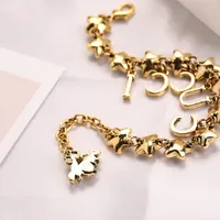 Bra￧a de marca de designer de luxo link Cadeia Elegant Fashion Letters feminino T￡stels Star pendente Cracelete Chain Chain Steed Jewelry Acess￳rios Presentes