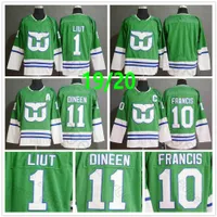 College Wear2020 Carolina Hurricanes Heritage Green Jersey 10 Ron Francis 1 Mike Liut 11 Kevin Dineen Blank Hartford Whalers 스티치 아이스 호