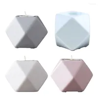 Candle Holders Ceramic Tealight Hexagon Shaped Geometric Holder Elegant Candlestick G99A