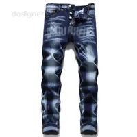 Men&#039;s Jeans designer 2022 four seasons hole patch laser burned D2 jeans men&#039;s elastic slim fit small straight tube trendy street style AC6I