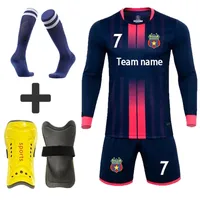 Gym Clothing customized Adult Children Football Jerseys Uniforms Tracksuit Boys girls Soccer Clothes Sets free Shin Guards Pads Sock 220920