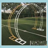 Party Decoration Wedding Wrought Iron Arch Props Ring Double Pole Flower Door Shelf Arc Outdoor Stage Background Drop Delivery 2021 H Dhiqm