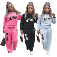 2022 Brand Women Letter Tracksuits Winter Fall Solid Color Two Piece Set Casual Hoodies Pants Crew Neck Pullover Sports Suit Long Sleeve Outfits 4224