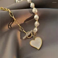 Collane a ciondolo Donne Women Pearl a forma di cuore Collana a catena vuota per feste di moda Gril Gift Jewelry 2022