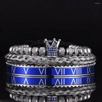 Bracelets de charme Luxury Royal Royal Micro Pave Blue CZ Crown Set Bracelet Men en acier inoxydable Pulseirasopen R￩glable Jewelry Drop