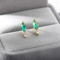Gest￼t Ohrringe kubische Zirkonia f￼r Frauen Gr￼ne Kristall 2022 Trend gl￤nzend koreanische Mode Schmuck Paar Geschenk Bijoux Femme