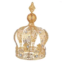 Festlig leverans cake crown topper tiarabirthday dekorationer rhinestone party bröllop kung baby dekor guld pärlband kristall