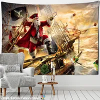 Tapestries Santa Claus Pirate Ship Tapestry Wall Hanging Witchcraft Mystery Fireworks Carriage Art Hippie Tapiz Home Decor