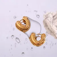 Hoop Earrings Water Resistant Sweet Heart Shape Chunky Minimalist Stainless Steel PVD Gold Plated Women Jewelry