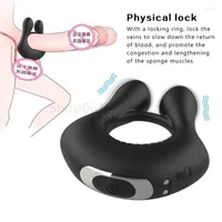 Herramientas de masaje Wireless Remote Men's Cock Penis Anillos Vibradores Sexo para hombres Deletro de eyaculación Vibratoria pareja masturbadora masculina