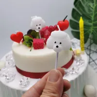 Feestelijke voorraden Puppy Avatar Candle Small Animal Birthday Cake Decoratie Witte cartoon schattig mini huisdier kinderfeestje