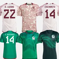 2022 2023 México Soccer Jersey Home Away 22 23 23 Raul Chicharito Lozano Dos Santos Camisa de fútbol Kit Kit Kit Mujeres Sets de uniformes Versión de jugadores S-4XL
