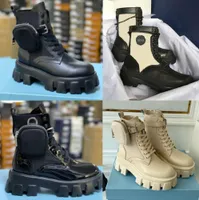 الرجال مصممي النساء ROIS Boots الكاحل Martin Boots و Nylon Boot العسكرية مستوحاة من أحذية القتال نايلون بوش متصلة بحجم الكاحل مع الأكياس no43