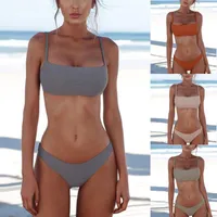 ملابس السباحة النسائية Telotuny Mujer Women Bikini Club Bandeau Set Set Push-Up Brazilian Beachwear Beach Print Bikinis