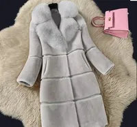 Kunstpelzmäntel Jacken plus 5xl Frauen Winter dicke lange Jacke Neue Mode Lady Fox Pelzkragen Außenbekleidung