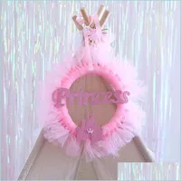 Party Decoration Blue/Pink Bunting Garland Princess Themed Tutu Yarn Knocker Banner Birthday Decor Baby Shower Po Props Pt13 Drop Del Dhcka