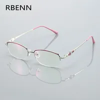 Солнцезащитные очки Rbenn 2022 Anti Blue Light Half-Frame Goch Gute Women Women Высококачественный металлический полупродажный читатель для женщин 1.50