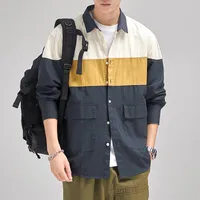 남자 드레스 셔츠 스 플라이 싱 셔츠 남성 느슨한 트렌드 2022 가을면 컬러 일본 캐주얼 청소년 재킷 일치