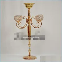 Party Decoration 75Cm Tall 10Pcs Supply Gold Table Centerpieces 5 Arm Crystal Wedding Candelabra Drop Delivery 2021 Home Garden Festi Dhsbh