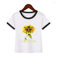 قمصان طفل Tshirt Sunflower Bee King Print Flower Flower Cloral Compless Kids Top Graphic Boy Harajuku T-Shirt Tumblr Fashion T Shirt Tee