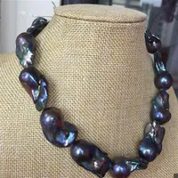Feiner Perlen Schmuck atemberaubend 28-30 mm riesiger Barock Pfauenblau Perlen Halskette 18inch 925S293g