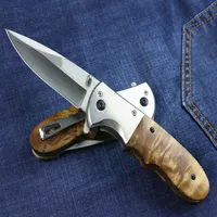 DA72 Pocket Folding blade camping knife 5CR13Mov Satin blades Wood Steel handle survival knives2638
