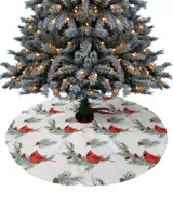 クリスマスの装飾レッドバードパインコーンツリースカートクリスマスホーム用品用ラウンドスカートベースカバー