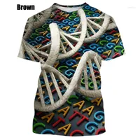 Heren t shirts 2022 DNA dubbele helix structuur 3D kunst shirt heren casual printen korte mouwen unisex harajuku top