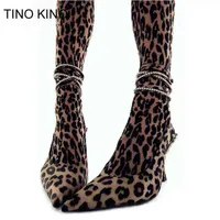 Sandals Tino Kino Sexy Rhinestones Women Leopard Thin High Heels Ladies Pumps Ankle Strap Female Summer New Party Shoes 2203022797
