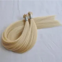 Dubbel ritad blond färg 613 fläktspets hårförlängningar remy hår rak våg 1g per bit 200 g per parti dhl264i