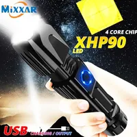 EZK20 Drop XHP90 LED Zoom USB Charging Tactical 26650 Hunting Flashlights with Clip Safety Hammer293e