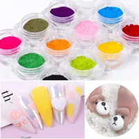 Nail Glitter 1Set Flocking Velvet Powder F￤rgstark damm f￶r manikyr DIY UV Gel Polish Art Tips Decoration