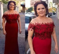 Elegant Dark Red Mother of the Bride Dress Off Bride Breded Lace Formal Groom Bodmother Evening Wedding Party Invit￩s robe plus taille