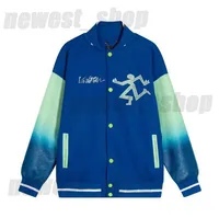 22SS Autumn Mens Designers Jackets graduais Patchwork Jaqueta Bomber Men manga com letras de couro casacos homens com capuz de algodão casaco azul