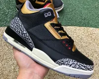 Jumpman 3S Black Gold Basketball Shoes 3 Black/Fire Red-Metallic Gold-Cement Grey Running Trainers Sports Sports Ship With Box