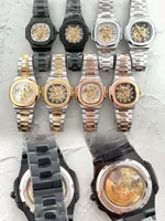 Petak Pihlippe Gold Aaamen's Luxury Watch imperm￩able en acier inoxydable lumineux mode m￩canique de montre m￩canique