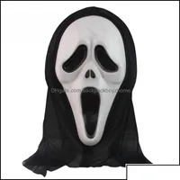Party-Masken Party Masken Voller Halloween-Maske Masquerade Latex Kleid SKL Ghost Scream Face Hood Unisexb Drop Lieferung 2021 DH9ck