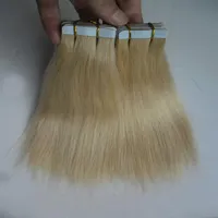 # 613 Bleach Blonde brésilien Bundles 40pcs Virgin Straight Tape in Human Hair Extensions 100g PU Skin Tour Ruban Extensio239Z