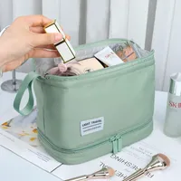 Storage Bags Women Double Wash Bag Business Travel Cosmetic Organzier Makeup Toilet Pouch