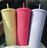 Tazas de Starbucks personalizadas de 24 oz con logotipo iridescente bling arco iris unicornio taza de café de vaso de vaso con paja reutilizable GC0921