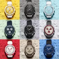 Bioceramic Moon Mens Brand Watches Quarz Full Function Chronograph Neptune Watch Mission To Mercury 42mm Luxury Earth clock Wristwatches WITH BOX