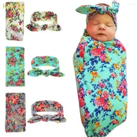 Blankets Hylidge Baby Swaddle Muslin Blanket Ears Headband Set Born Pography Props Wrapped Cloth Towel Suit