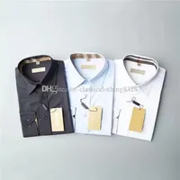Tasarımcı erkek resmi iş gömlek rahat gömlek uzun kollu gömlek lüks erkeklerin üstleri moda toplumu siyah katı ince fit mektup baskı şerit