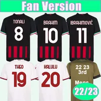 2022 2023 Ibrahimovic Mens voetbaltruien Bennacer Brahim Tonali Giroud Theo Lazetic Tomori Kjaer Home weg 3rd voetbalhemd