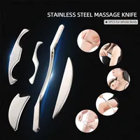 Leg Massagers Stainless Steel Fascial Knife Set Fascia Tissue Muscle Fibers Release Guasha Scraper Fitness Sports Muscles Massager Relief Pain 220921